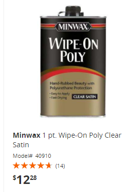 Current price for 1 pint of wipe-on polyurethane at Home Depot